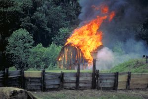 picture of a burning barn