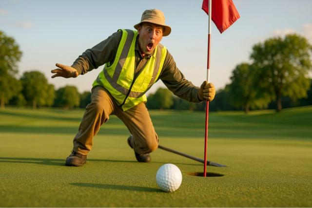 golf surprised groundskeeper