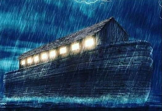 Noah's ark in a heavy downpour.