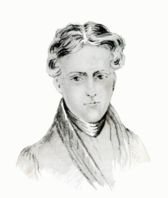 A pencil drawn self-portrait of Robert Murray M'Cheyne