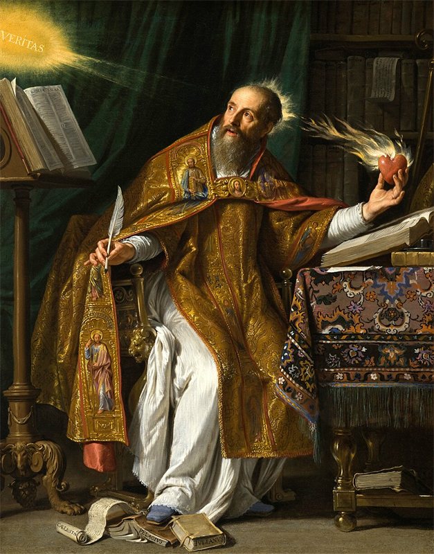 A painted portrait of Saint Augustine, Christian theologian, philosopher, and saint.