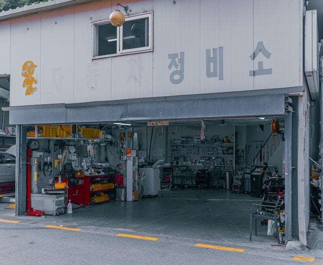 A spare-parts garage in a foreign country.