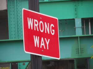 sign wrong way