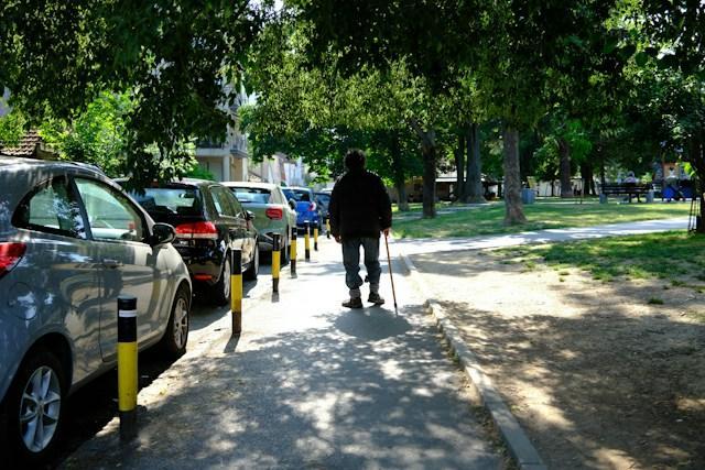 walking with cane