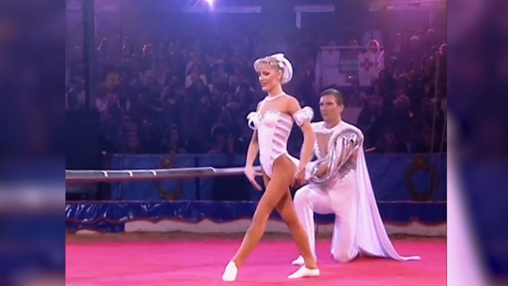 Circus acrobat performing in the ring