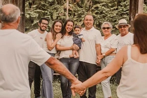 A multigenerational family photo.