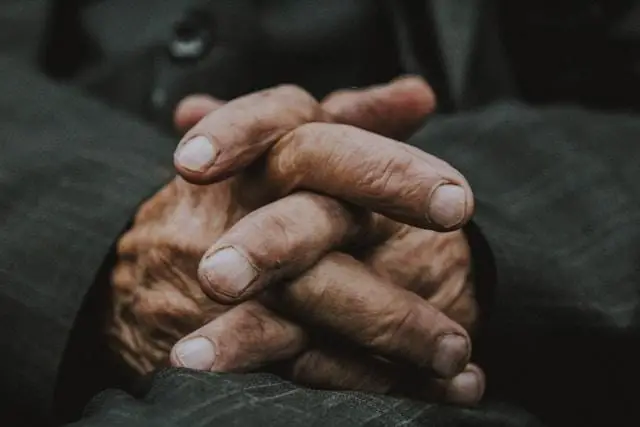 Close up of a grandfather's hands.