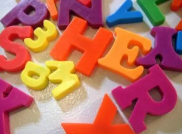 Old-school magnetic letters that children put on fridges years ago.
